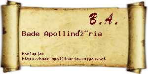 Bade Apollinária névjegykártya